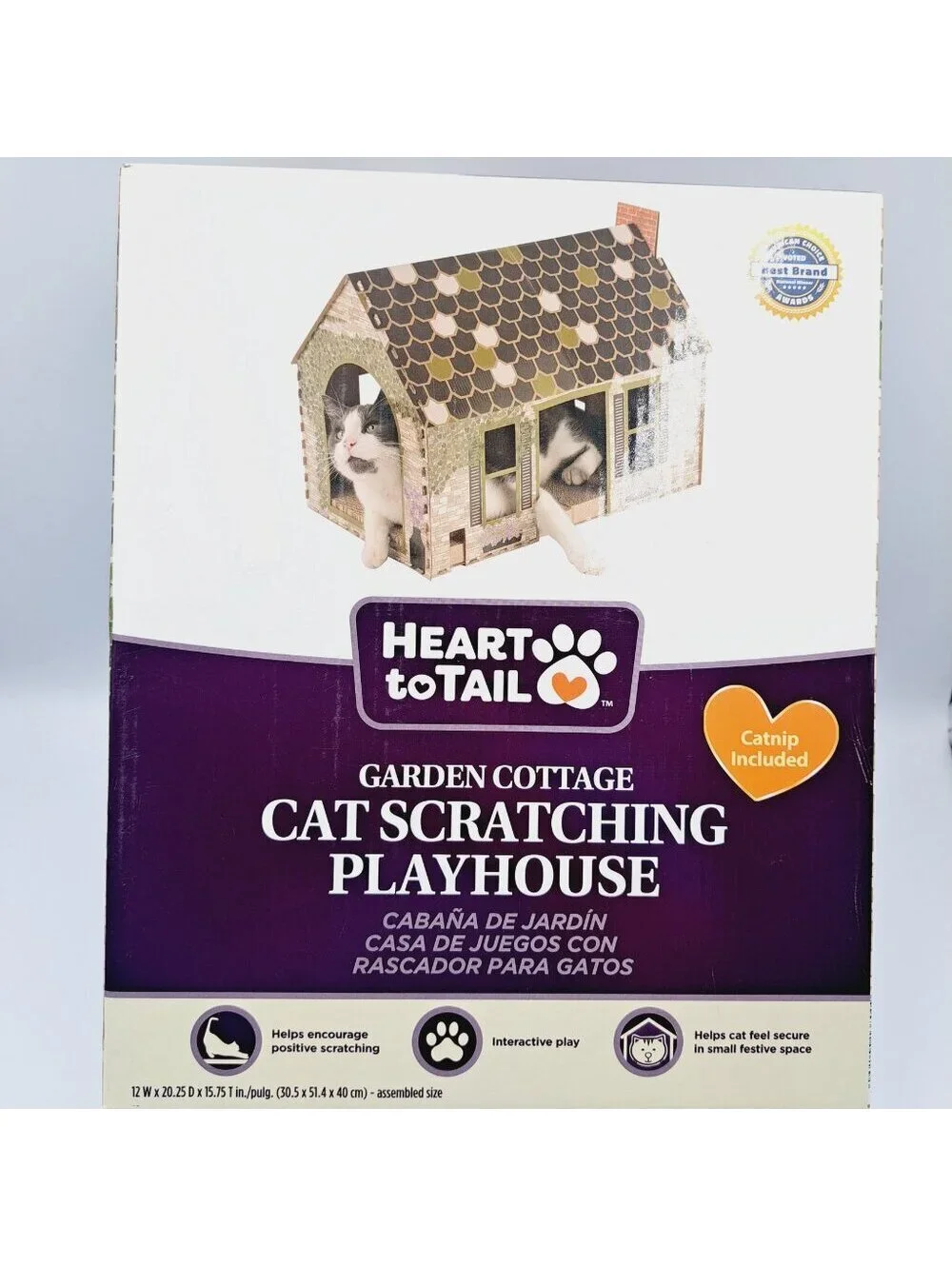 Cottagecore Farmhouse Cat or Small Pet House with Cardboard Scratching Boards